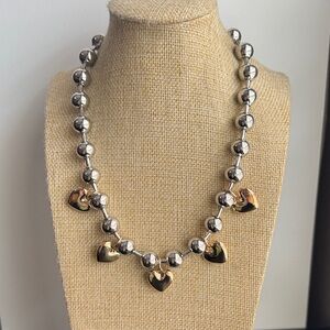 Silver and Gold Heart Charm Necklace